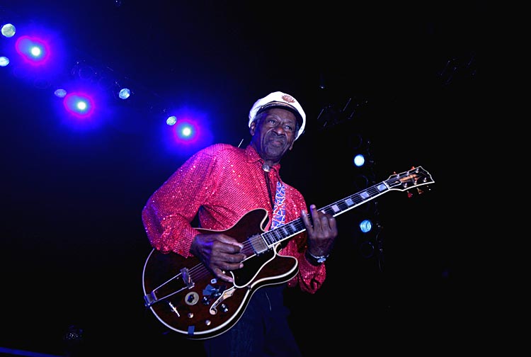 Chuck Berry em show na capital paulista, em junho de 2008 