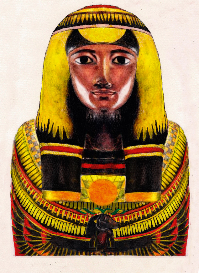 Essa  a mistura da Brasil com o Egito - Sha-amun-en-su - ilustrao livre que reproduz a mmia Sha-Amun com base em fotografias e nos desenhos do egiptlogo Antonio Brancaglion#serafina91