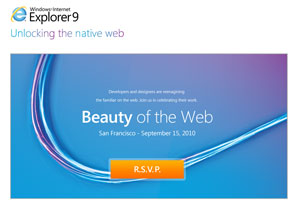 Reprodução do site de lançamento do Internet Explorer 9, incompatível com XP; beta sai em 15 de setembro