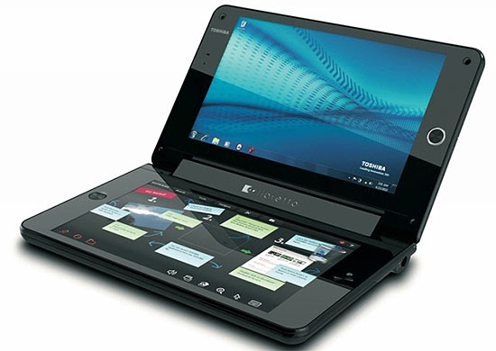 Libretto, tablet de duas telas da Toshiba, que pode ser usado como leitor de livros eletrônicos
