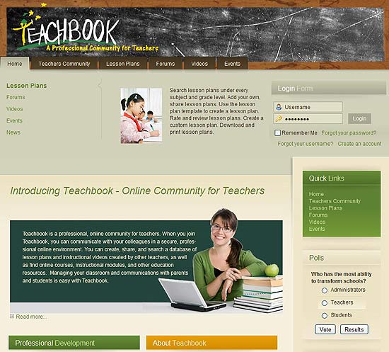A rede social Teachbook, voltada para professores; site está sendo processado pelo Facebook