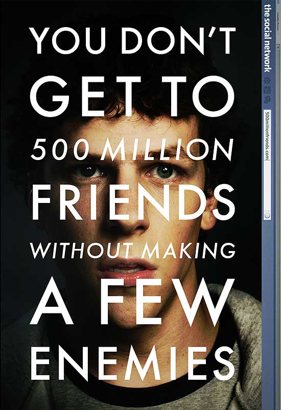 Cartaz do filme "The Social Network", cuja pr-venda da trilha sonora j est disponvel na internet