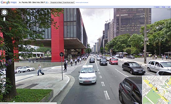Imagem da avenida Paulista, em São Paulo, no Google Street View