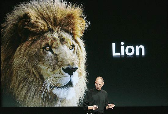 Steve Jobs, fundador da Apple, durante apresentao do Mac OS X Lion, em outubro de 2010