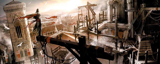 Uma das telas que serviram de conceito na criao da franquia Assassin's Creed; material est exposto em Paris
