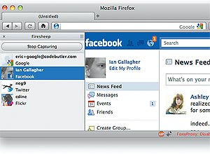 Tela do Firesheep, extenso para Firefox; programa  compatvel com Mac e PC