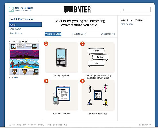 Bnter, rede social para compartilhamento de mensagens de texto de celulares