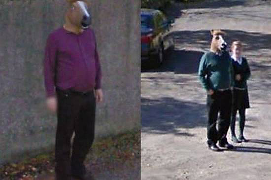 Homem com uma mscara de um cavalo, que apareceu duas vezes nas ruas de Aberdeen, na Esccia; veja mistrios dos mapas