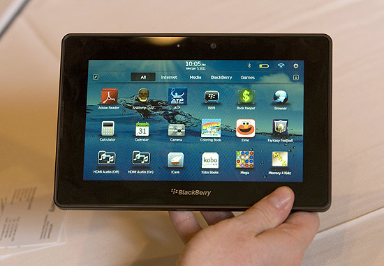 BlackBerry PlayBook, tablet da canadense RIM,  exibido durante evento