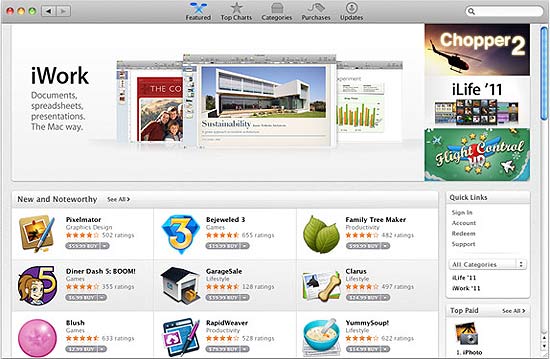 Mac App Store, loja virtual de programas da Apple para computadores com sistema Mac OS X 