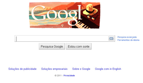 Página do Google presta homenagem a Tom Jobim (1927-1994) no dia de aniversário do compositor