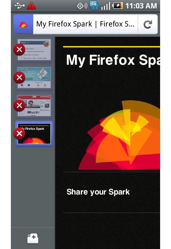 Tela da verso para Android do navegador gratuito Firefox 4, da Mozilla