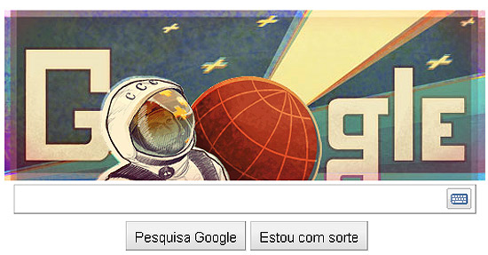Página inicial do Google em homenagem ao cosmonauta russo Yuri Gagárin; site protestará contra Sopa