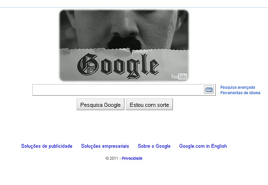 Página principal de buscas do Google celebra aniversário do ator Charlie Chaplin nesta sexta-feira