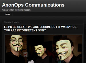 Página de blog atribuído ao grupo Anonymous, acusado pela Sony de participar do ataque ao serviço PlayStation Network