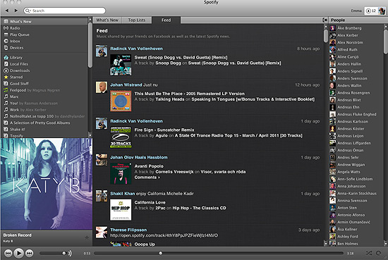 Tela da versão para Mac do aplicativo do serviço de música Spotify