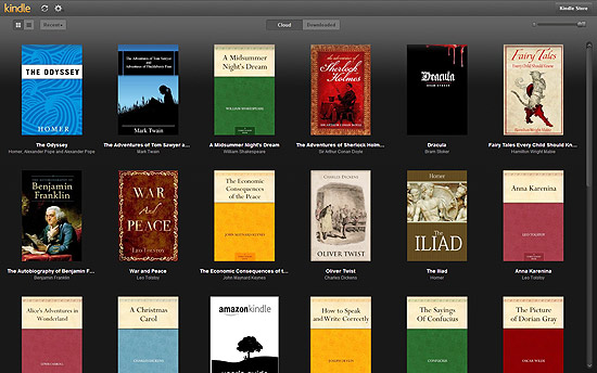 Captura de tela do web app Kindle Cloud Reader, da Amazon