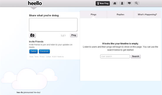 Captura de tela do Heello, rede social fundada por Noah Everett