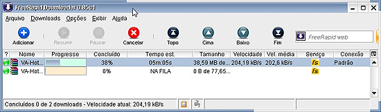 Captura de tela do programa FreeRapid Downloader