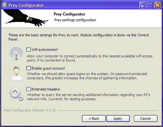 Captura de tela do Prey, aplicativo que localiza um computador roubado