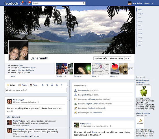 Novo perfil do Facebook, liberado para o Brasil