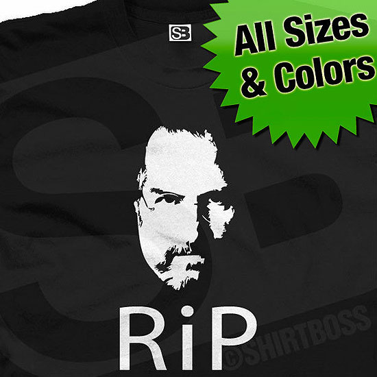 Camiseta em homenagem a Steve Jobs sendo vendida no eBay