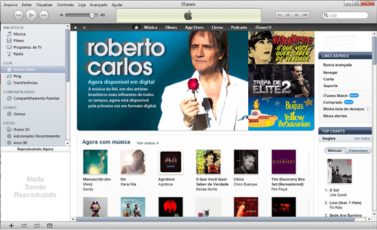 Reprodução da versão brasileira da iTunes Store