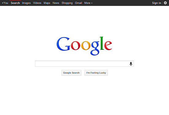 Pgina inicial de busca do Google; que agora conta com novo algoritmo