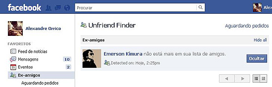Demonstração do aplicativo Unfriend Finder, que mostra os amigos que o excluíram do Facebook