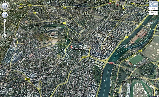 Cidade de Suresnes, na França, em imagem do Google Maps