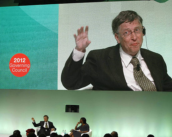 Bill Gates durante evento na sede do Fundo Internacional para o Desenvolvimento da Agricultura, em Roma