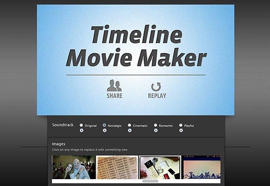Timeline movie maker, ferramenta que faz um filme com o contedo de sua timeline do Facebook