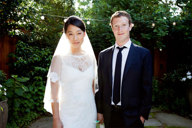 Mark Zuckerberg durante o casamento com Priscilla Chan nesse sbado