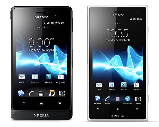 Novos modelos de celular da Sony, o Xperia go e o Xperia acro S, resistentes a gua e poeira