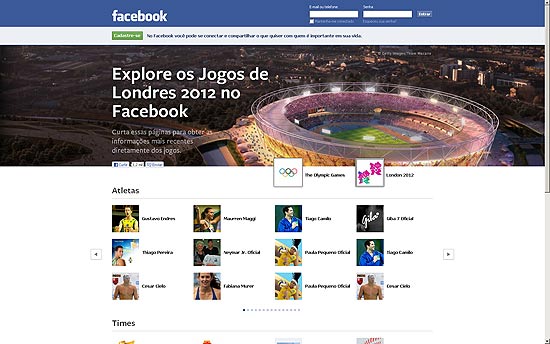 Reprodução da versão brasileira do "Facebook Olympics", dedicado a Londres-2012