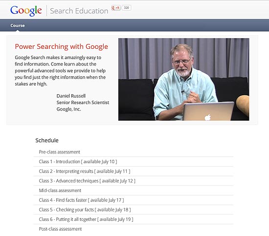 Site do curso "Power Searching with Google" 