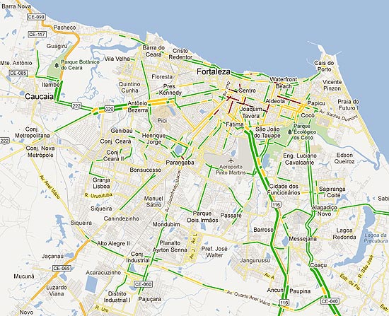 Google Maps passou a mostrar informações sobre o trânsito de Fortaleza (imagem) e outras quatro cidades