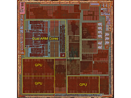 Processador Apple A6, empregado no iPhone 5, é examinado pelos site "iFixit": chip seria feito pela Samsung