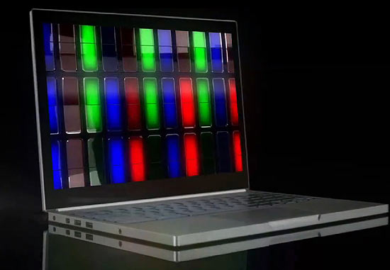 Imagem do vdeo em que o "Chrome Pixel", notebook do Google com tela de alta resoluo,  exibido