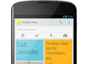 Keep, novo servio de anotaes do Google, exibido em celular com Android