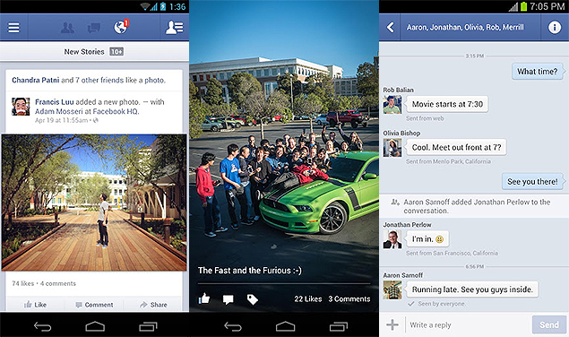 O aplicativo para Android do Facebook; rede social estaria preparando verso modificada do sistema chamada 