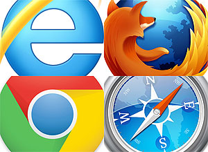 cones dos quatro principais navegadores da internet - Navegadores - Internet Explorer x Firefox x Google Chrome x Safari
