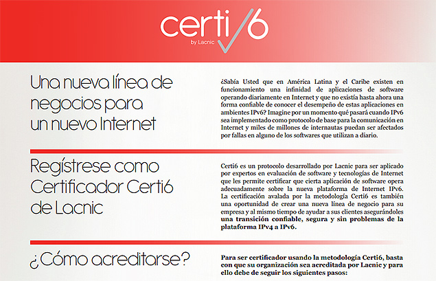 Documento do Certi6, certificao para servios virtuais para a adaptao ao protocolo IPv6