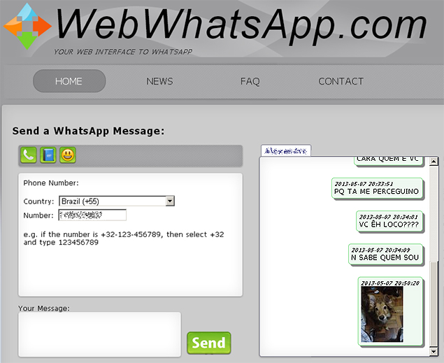 Imagem do site WebWhatsApp, que permite troca de mensagens pelo WhatsApp usando o computador