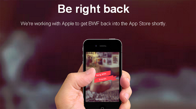 Site do Bang With Friends exibe mensagem em que diz que aplicativo para iOS est fora do ar