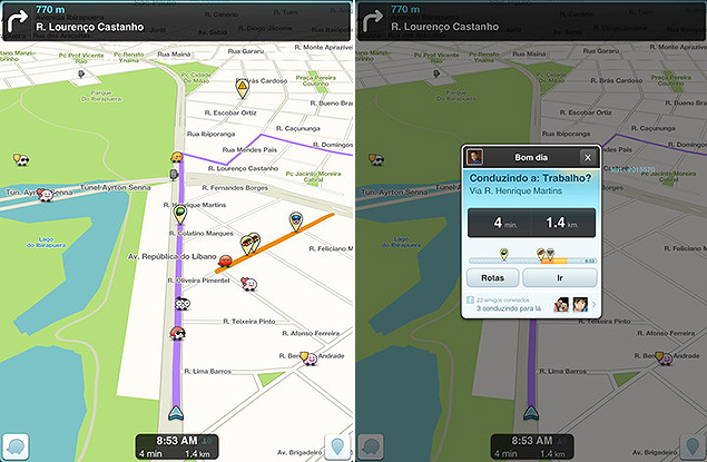 Imagem do aplicativo de navegação Waze para iPad; desenvolvedora israelense pode ser comprada por Google ou Facebook