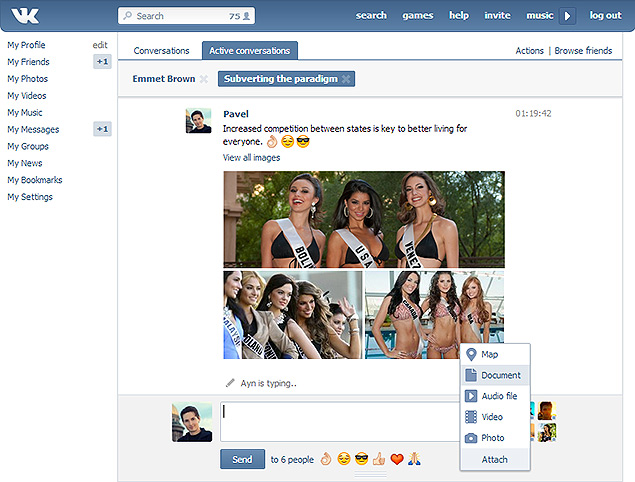 Imagem de divulgao da rede social VKontakte, proibida por engano na Rssia, seu pas de origem