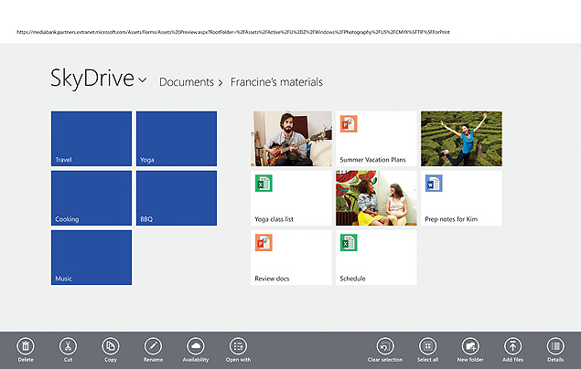 SkyDrive está mais profundamente integrado ao sistema operacional, podendo ser selecionado como destino padrão de documentos salvos