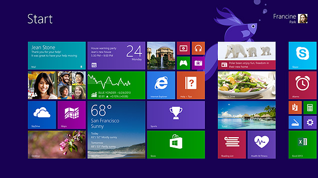 Imagem da versão atualizada do Windows 8, o Windows 8.1