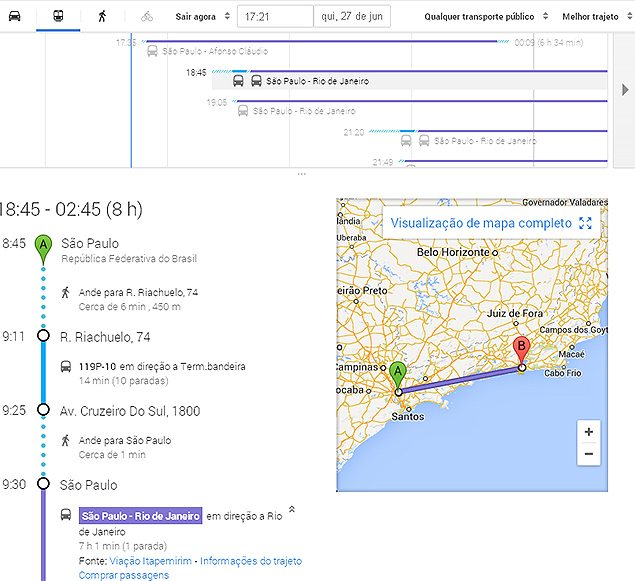 Google incorpora dados de nibus intermunicipais para traar rotas no Maps